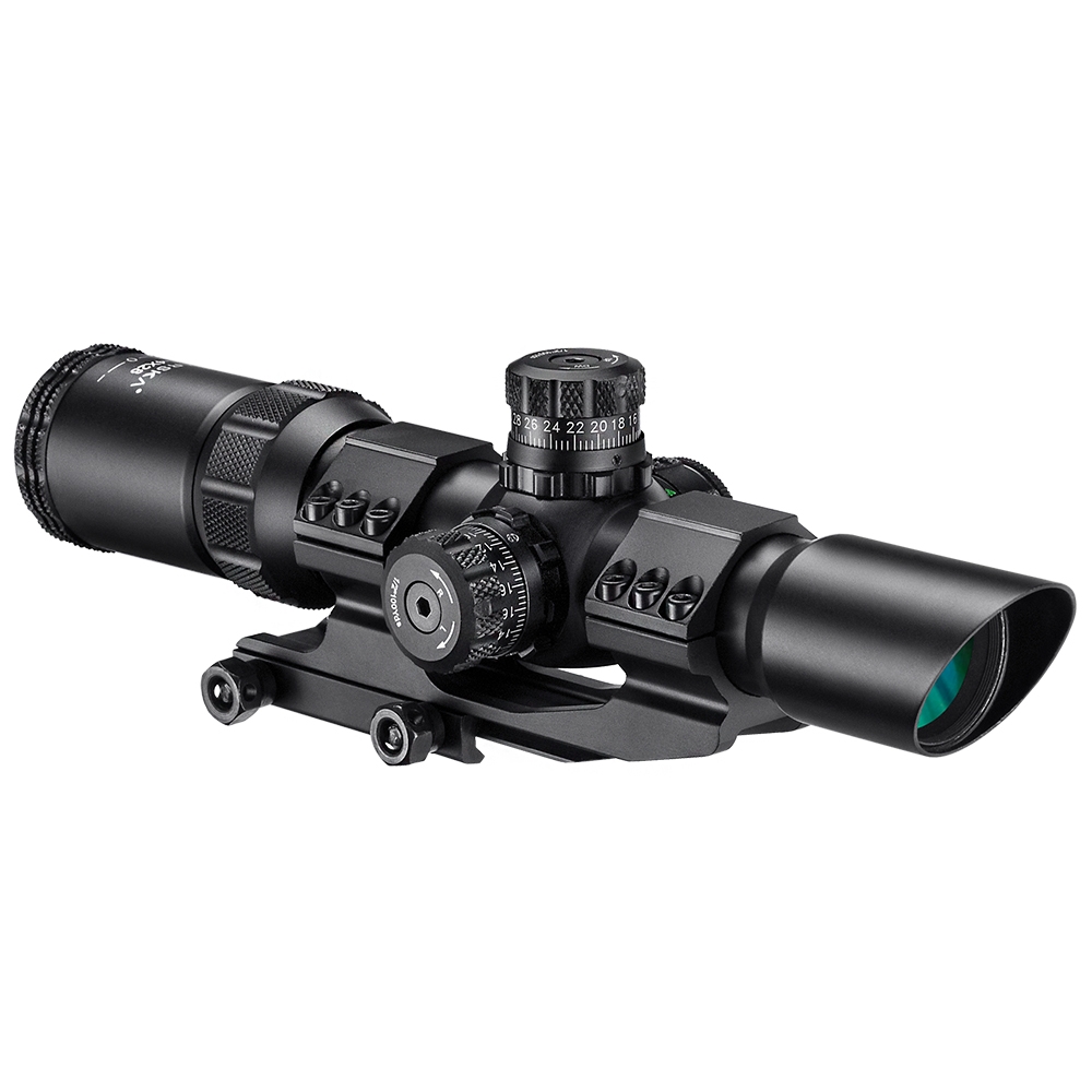 BARSKA riflescopes 1-4x28 SWAT AR IR red/green mil dot reticle inc cantilever mount AC11872